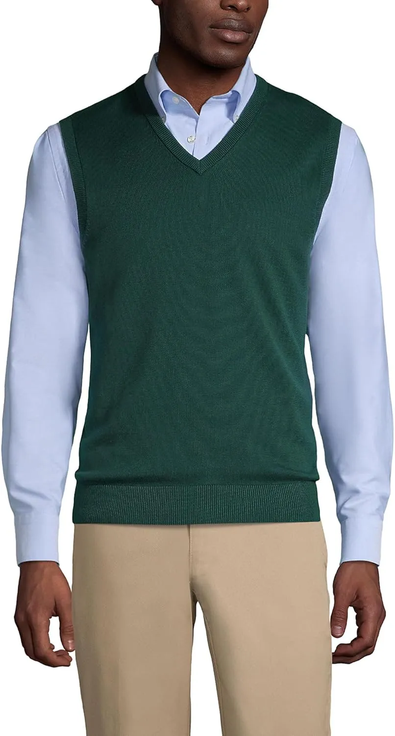 Lands' End School Uniform Men's Cotton Modal Fine Gauge Sweater Vest
