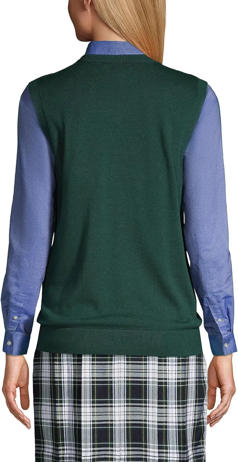 Lands' End School Uniform Women's Cotton Modal Fine Gauge Sweater Vest