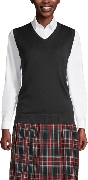 Lands' End School Uniform Women's Cotton Modal Fine Gauge Sweater Vest