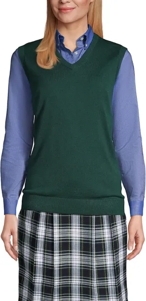 Lands' End School Uniform Women's Cotton Modal Fine Gauge Sweater Vest