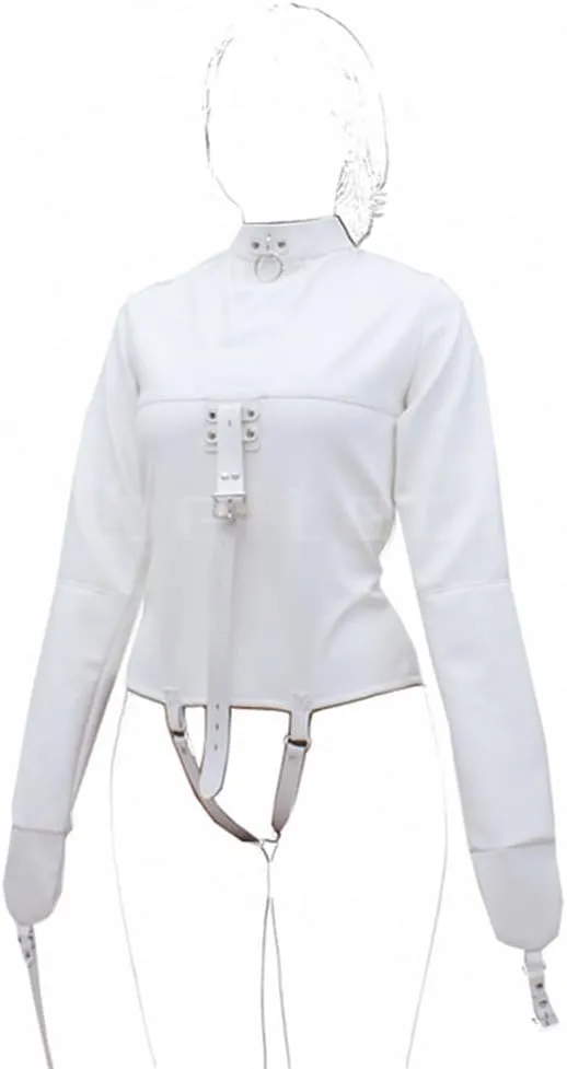 Leather Body Harness Straight Jacket Hand Cross Arm Guard Sleeve Adjustable Halloween Novelty Fancy Cosplay Costume