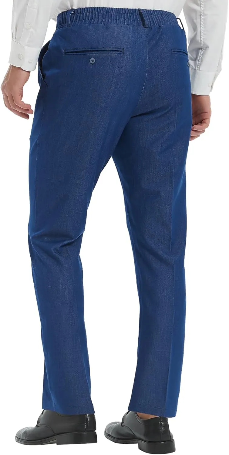 LETAOTAO Mens Elastic Waist Pants for Seniors Adaptive Mens Pants for Elderly with Zipper Fly