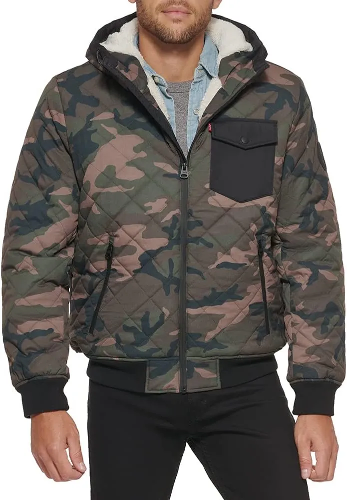 Levi's Men's Diamond Quilted Sherpa Lined Bomber Jacket