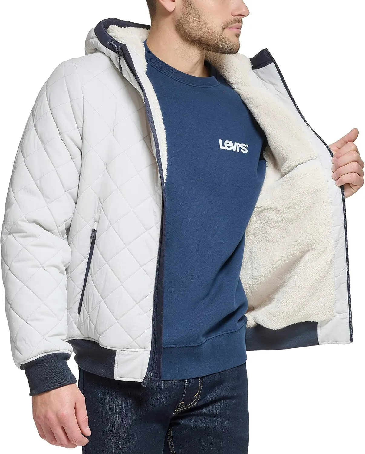 Levi's Men's Diamond Quilted Sherpa Lined Bomber Jacket