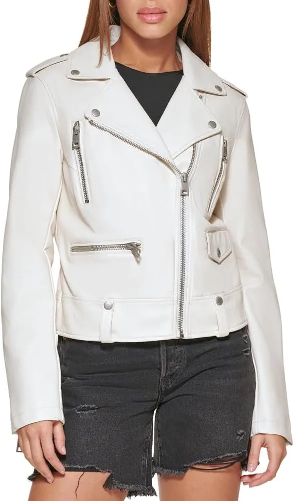 Levi's Women's Cropped Faux Leather Motorcycle Jacket