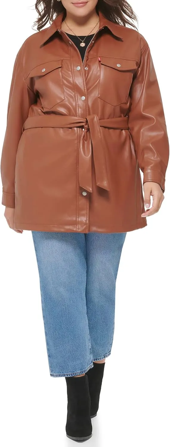 Levi's Women's Faux Leather Belted Shirt Jacket (Standard & Plus Sizes)