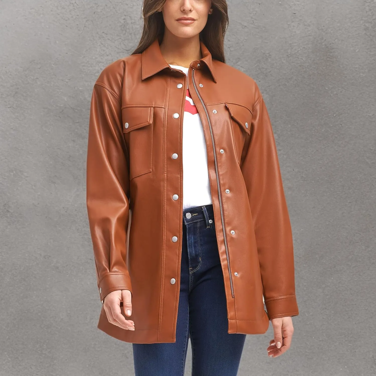 Levi's Women's Faux Leather Belted Shirt Jacket (Standard & Plus Sizes)