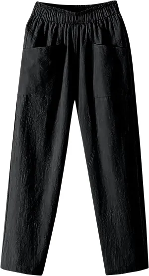 Linen Pants for Women, Pants Women Peasant Linen Casual Straight Leg Plaid