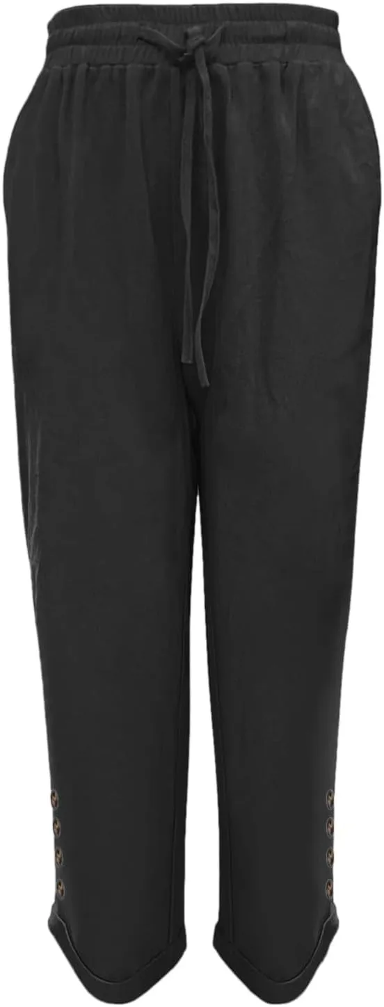 Linen Pants for Women Summer Drawstring Waist Wide Leg Pants Casual Elastic Waist Pants Beach Trousers Outfits