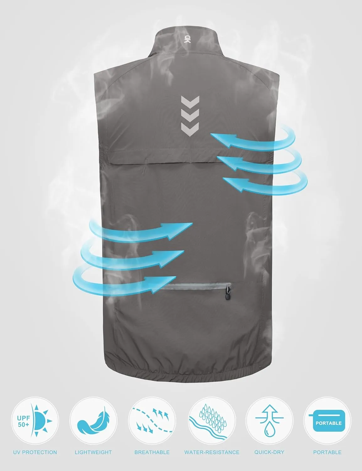 Little Donkey Andy Men's Quick Dry Vest Sleeveless Summer Stretchy Windproof Jacket for Golfing Cycling Running