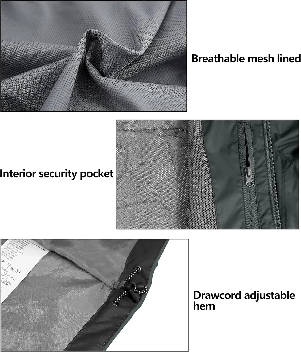 Little Donkey Andy Men's Waterproof Rain Jacket Outdoor Lightweight Rain Shell Coat for Hiking,Golf,Travel