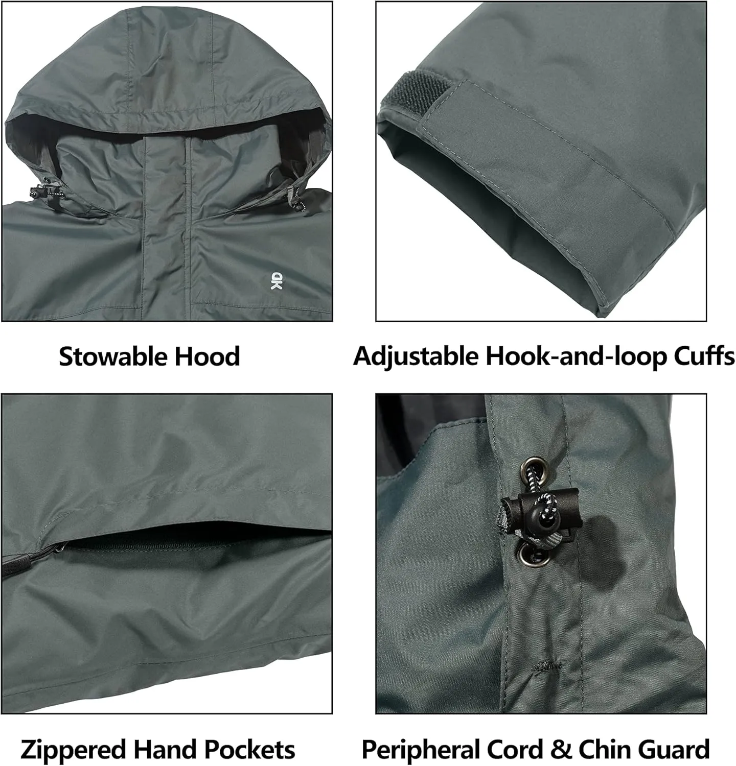 Little Donkey Andy Men's Waterproof Rain Jacket Outdoor Lightweight Rain Shell Coat for Hiking,Golf,Travel