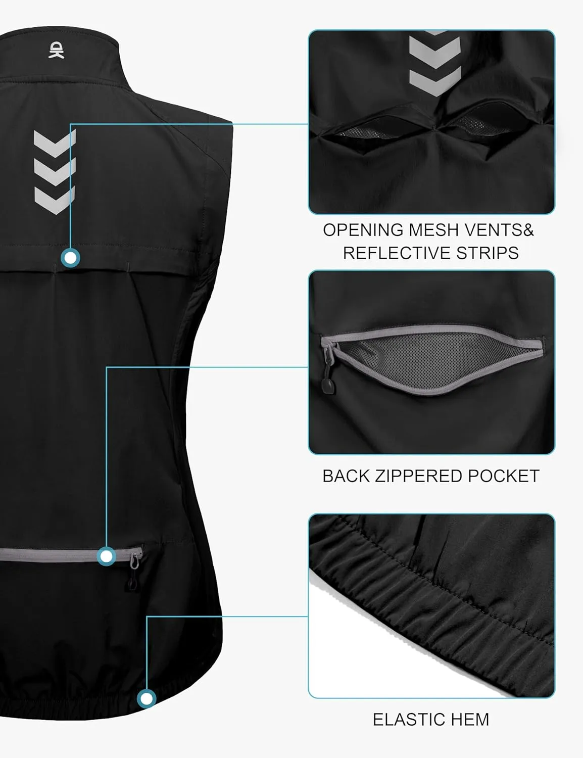 Little Donkey Andy Women's Lightweight Quick Dry Vest Summer Windproof Sleeveless Elastic Jacket for Golfing Cycling Running