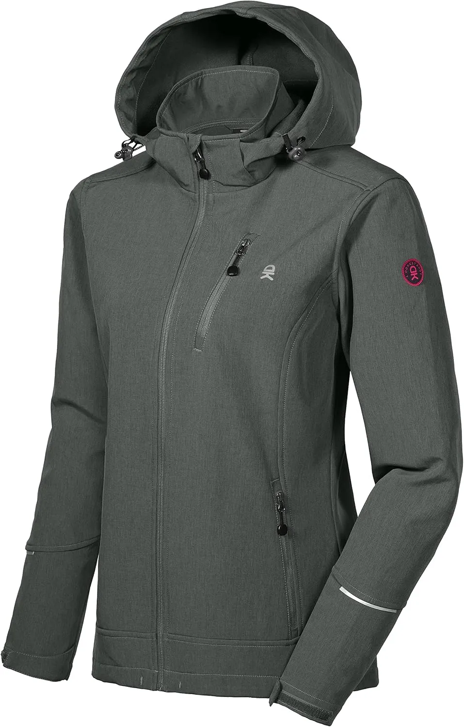 Little Donkey Andy Women's Softshell Jacket Ski Jacket with Removable Hood, Fleece Lined