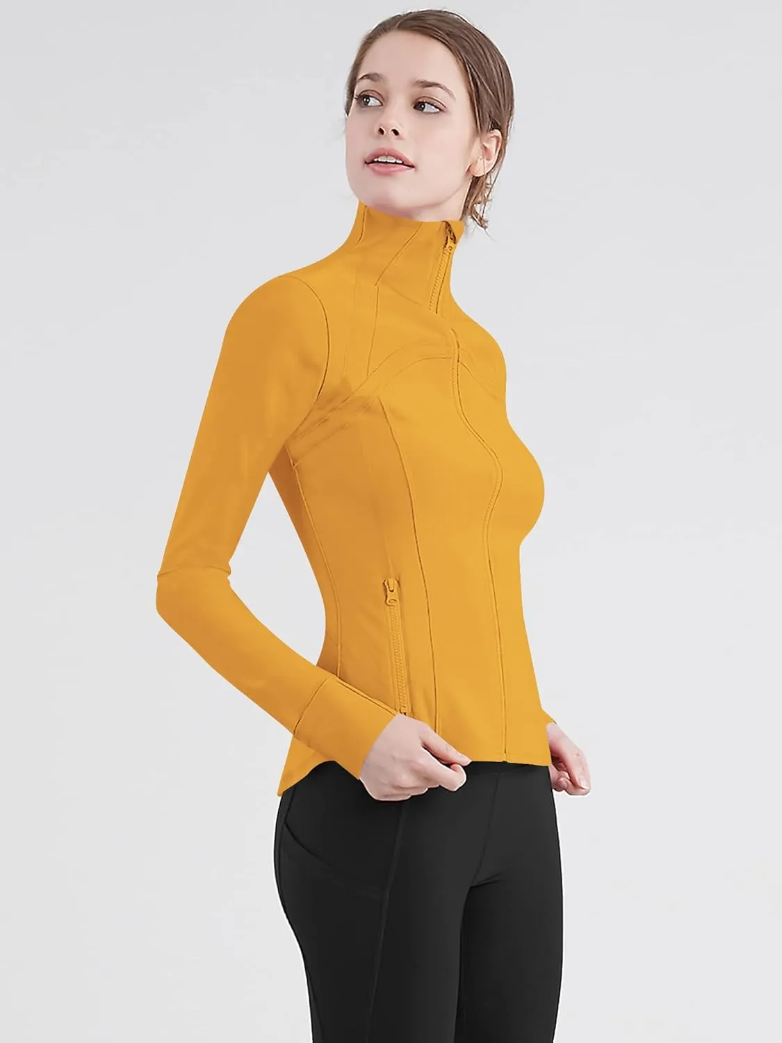 Lock and Love Women's Full Zip-up Yoga Workout Running Track Jacket with Thumb Holes