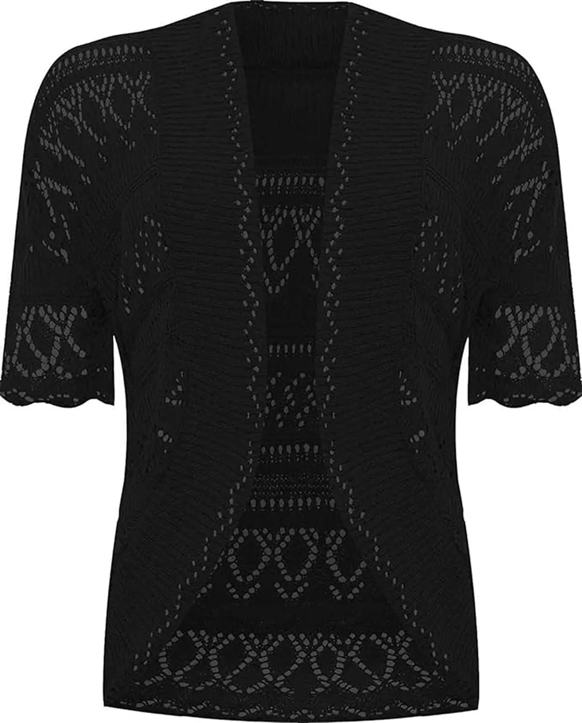 Loxdonz Women's Short Sleeve Crochet Knitted Bolero Shrug Cardigan Cropped Sweater