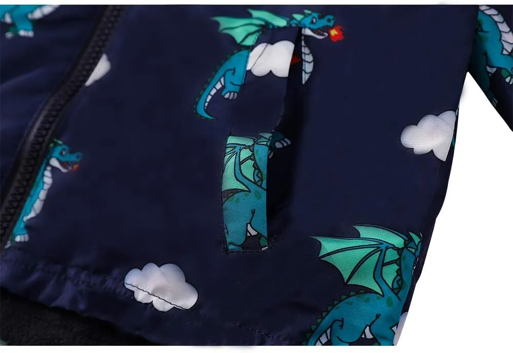 LZH Toddler Boys Girls Raincoat Waterproof Hooded Jacket Dinosaur Coat Pants Suit
