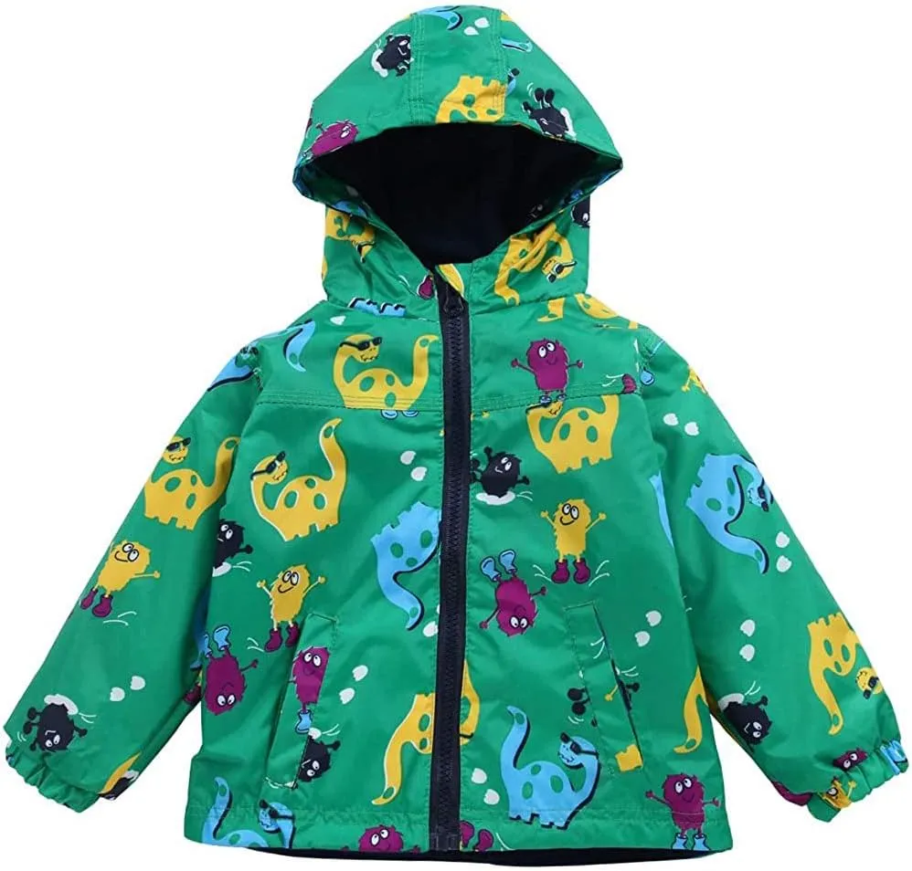 LZH Toddler Boys Girls Raincoat Waterproof Hooded Jacket Dinosaur Coat Pants Suit