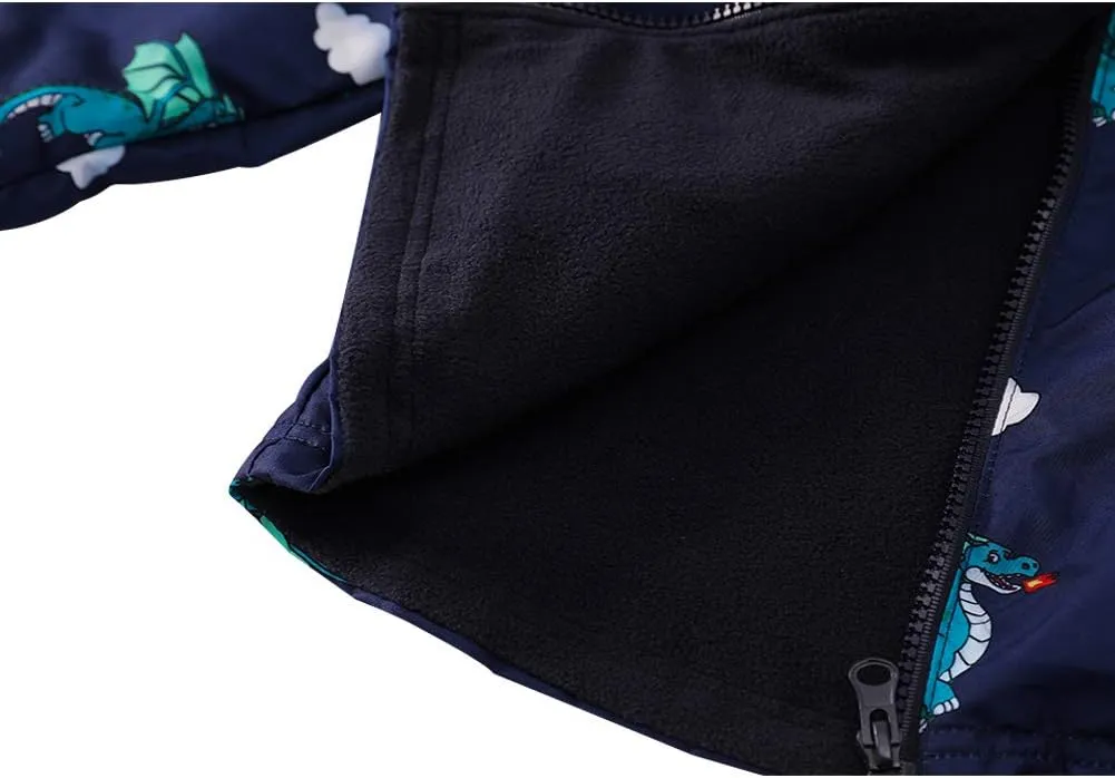 LZH Toddler Boys Girls Raincoat Waterproof Hooded Jacket Dinosaur Coat Pants Suit