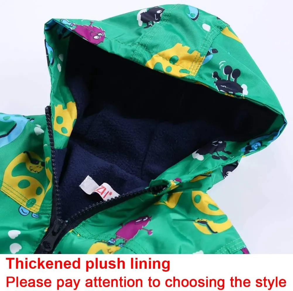 LZH Toddler Boys Girls Raincoat Waterproof Hooded Jacket Dinosaur Coat Pants Suit