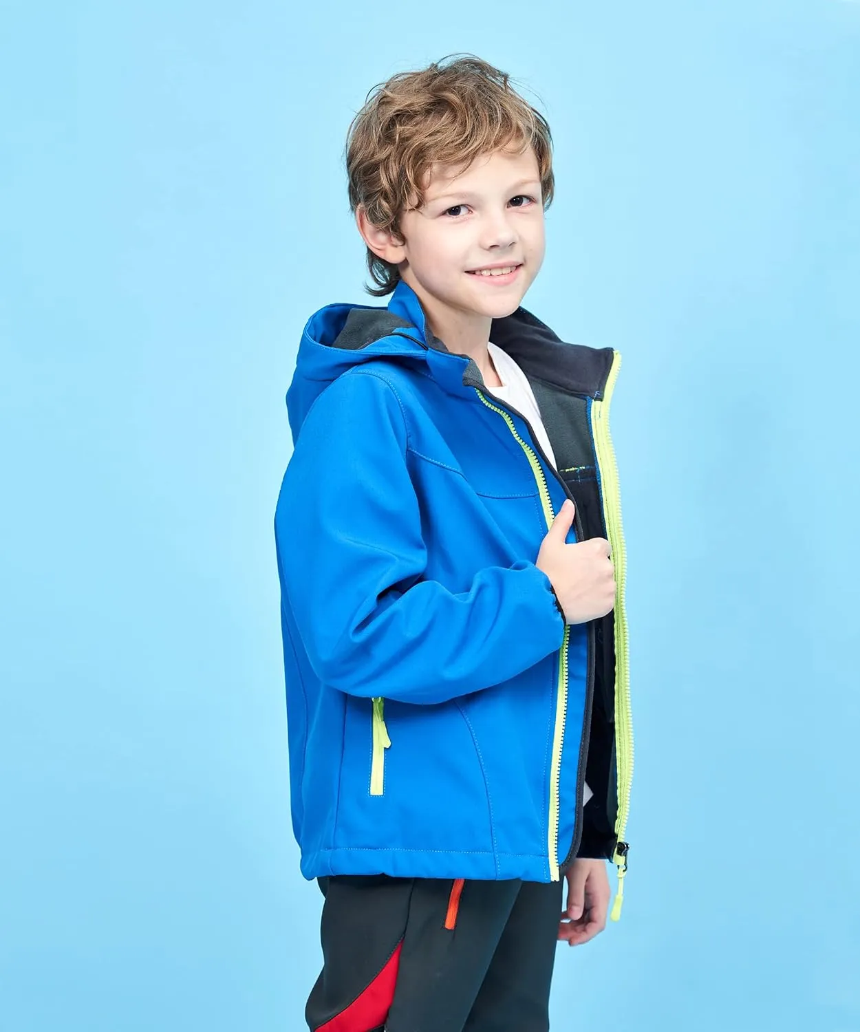 M2C Boys Girls Hooded Windbreaker Fleece Lined Softshell Jacket