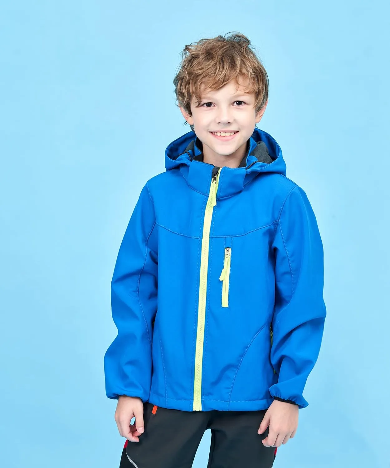 M2C Boys Girls Hooded Windbreaker Fleece Lined Softshell Jacket