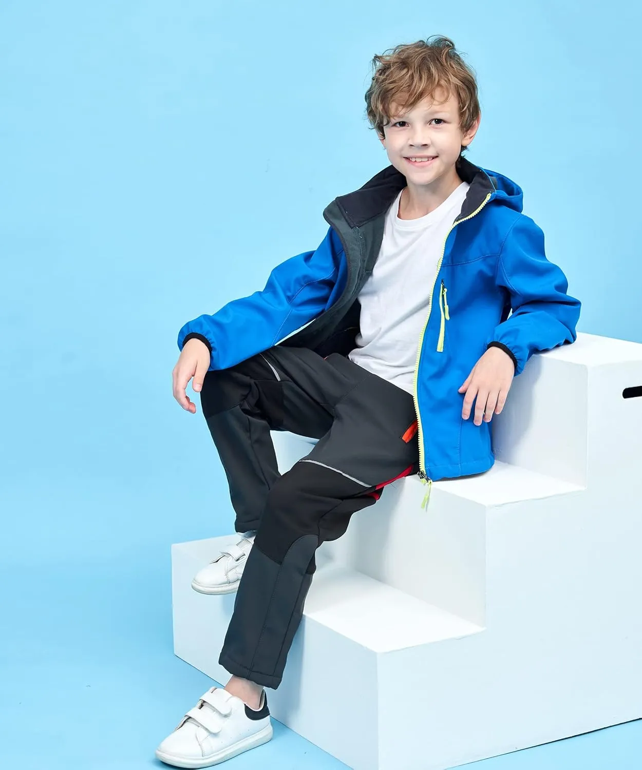 M2C Boys Girls Hooded Windbreaker Fleece Lined Softshell Jacket