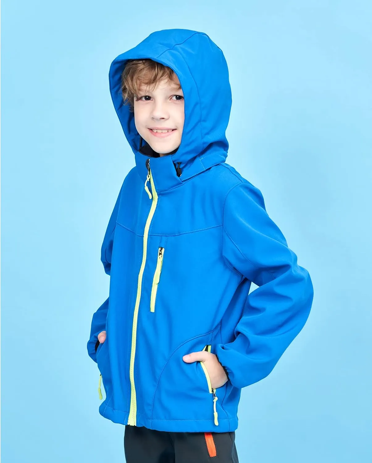 M2C Boys Girls Hooded Windbreaker Fleece Lined Softshell Jacket
