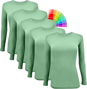 M&M SCRUBS Women's Under Scrub Tee Crew Neck Long Sleeve T-Shirt 5 - Pack