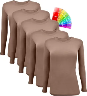 M&M SCRUBS Women's Under Scrub Tee Crew Neck Long Sleeve T-Shirt 5 - Pack