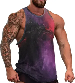MARSVOVO Graphic Tank Tops for Men Summer 2024 Vintage Graffiti Casual Breathable Quick-Dry Muscle Soft Underwear