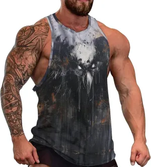 MARSVOVO Graphic Tank Tops for Men Summer 2024 Vintage Graffiti Casual Breathable Quick-Dry Muscle Soft Underwear