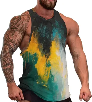 MARSVOVO Graphic Tank Tops for Men Summer 2024 Vintage Graffiti Casual Breathable Quick-Dry Muscle Soft Underwear
