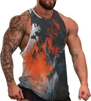 MARSVOVO Graphic Tank Tops for Men Summer 2024 Vintage Graffiti Casual Breathable Quick-Dry Muscle Soft Underwear