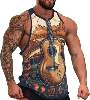 MARSVOVO Summer Tank for Men Vintage Y2K Street Graphic Casual Sleeveless Crew Neck Breathable Quick-Dry Muscle Vest