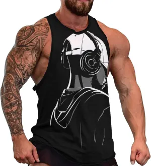 MARSVOVO Summer Tank for Men Vintage Y2K Street Graphic Casual Sleeveless Crew Neck Breathable Quick-Dry Muscle Vest