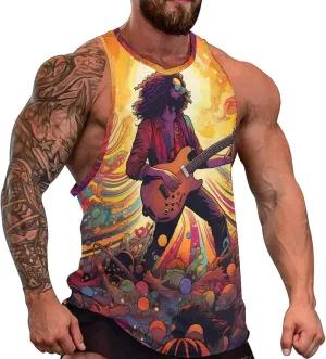MARSVOVO Summer Tank for Men Vintage Y2K Street Graphic Casual Sleeveless Crew Neck Breathable Quick-Dry Muscle Vest