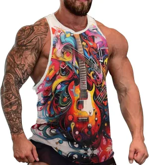 MARSVOVO Summer Tank for Men Vintage Y2K Street Graphic Casual Sleeveless Crew Neck Breathable Quick-Dry Muscle Vest