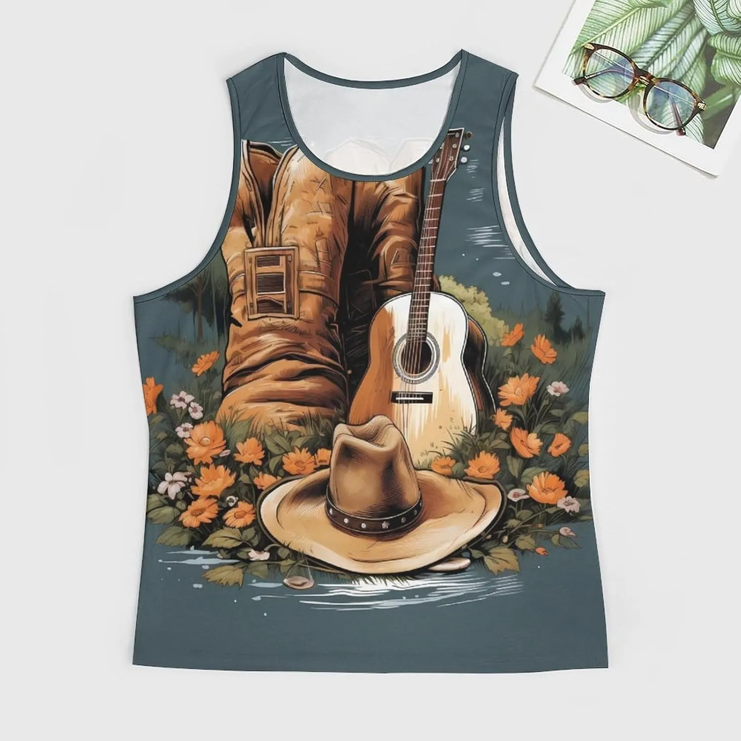 MARSVOVO Summer Tank for Men Vintage Y2K Street Graphic Casual Sleeveless Crew Neck Breathable Quick-Dry Muscle Vest