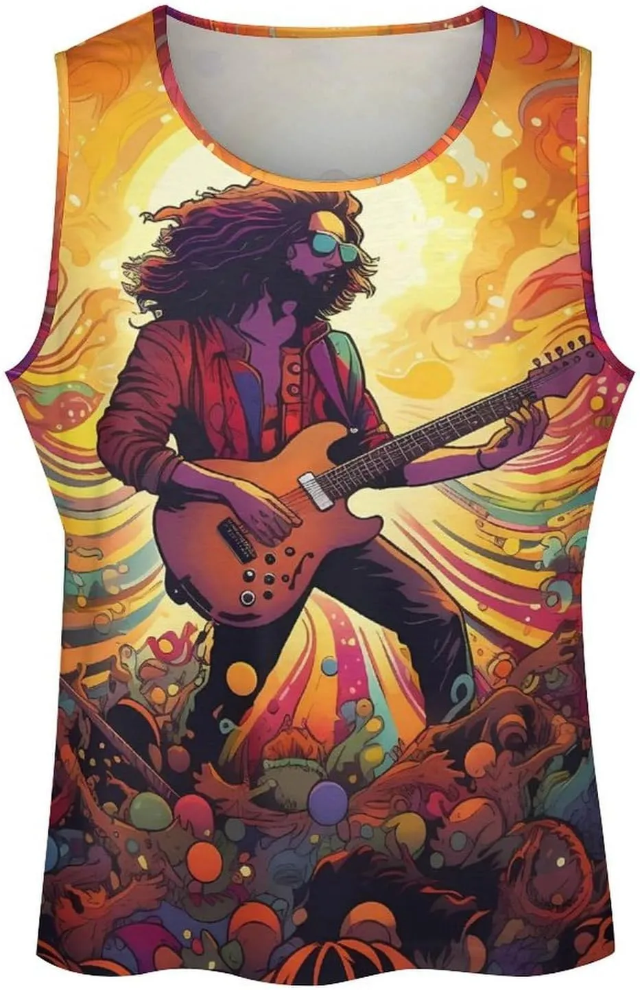 MARSVOVO Summer Tank for Men Vintage Y2K Street Graphic Casual Sleeveless Crew Neck Breathable Quick-Dry Muscle Vest