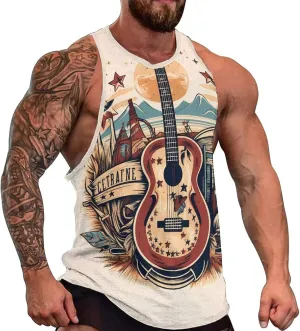 MARSVOVO Summer Tank for Men Vintage Y2K Street Graphic Casual Sleeveless Crew Neck Breathable Quick-Dry Muscle Vest