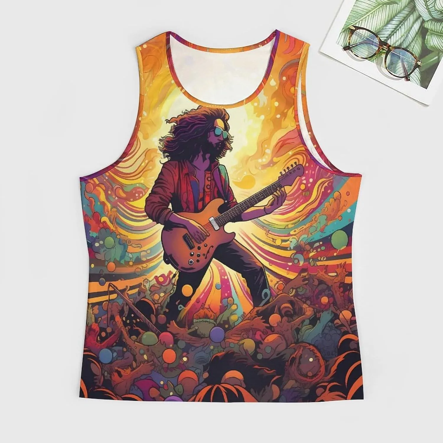 MARSVOVO Summer Tank for Men Vintage Y2K Street Graphic Casual Sleeveless Crew Neck Breathable Quick-Dry Muscle Vest