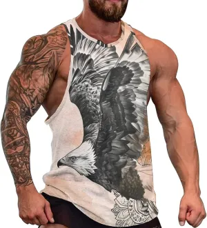 MARSVOVO Workout Tank Tops for Men Animal Graphic Casual Sleeveless Breathable Quick-Dry Muscle Vest Fashion Summer 2024