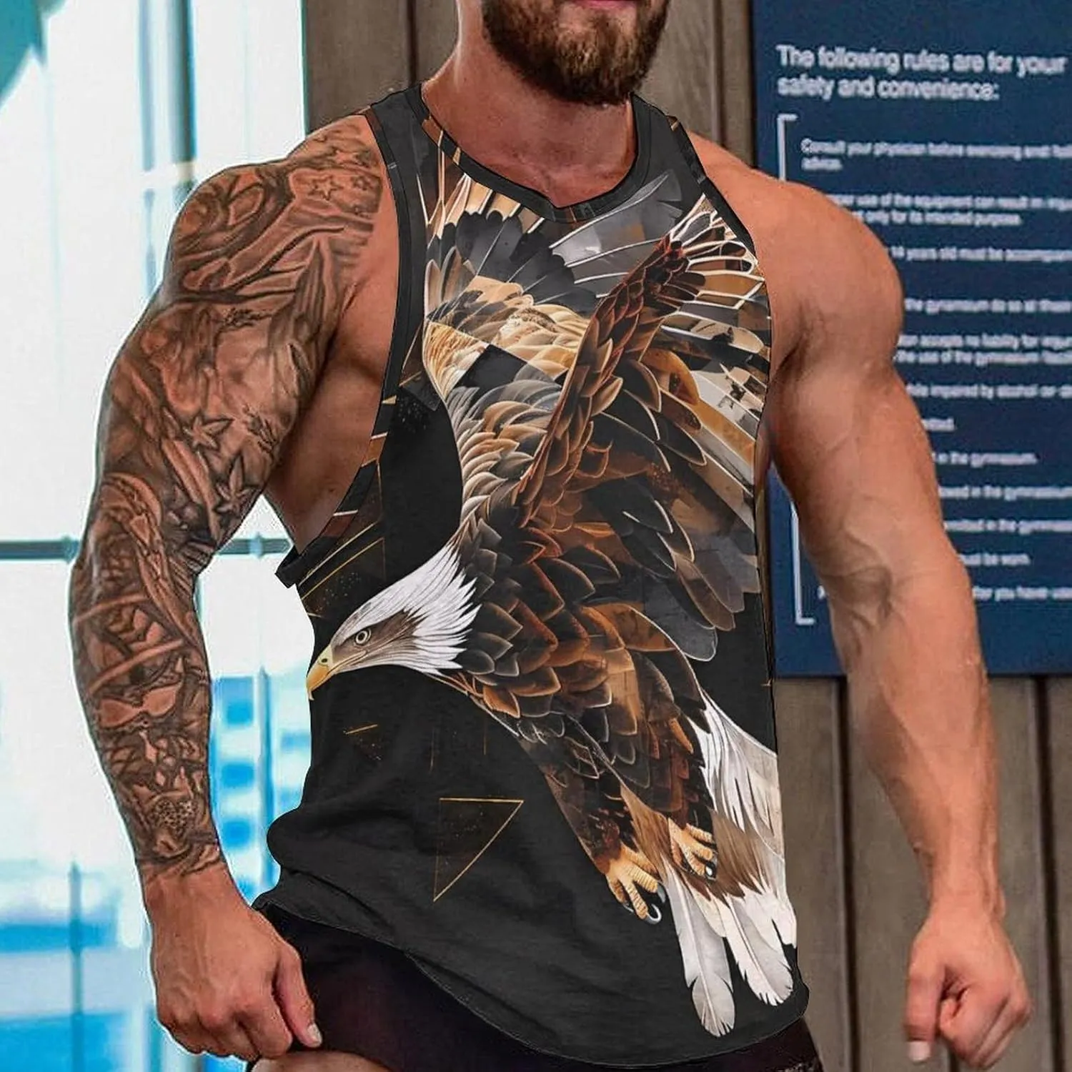 MARSVOVO Workout Tank Tops for Men Animal Graphic Casual Sleeveless Breathable Quick-Dry Muscle Vest Fashion Summer 2024