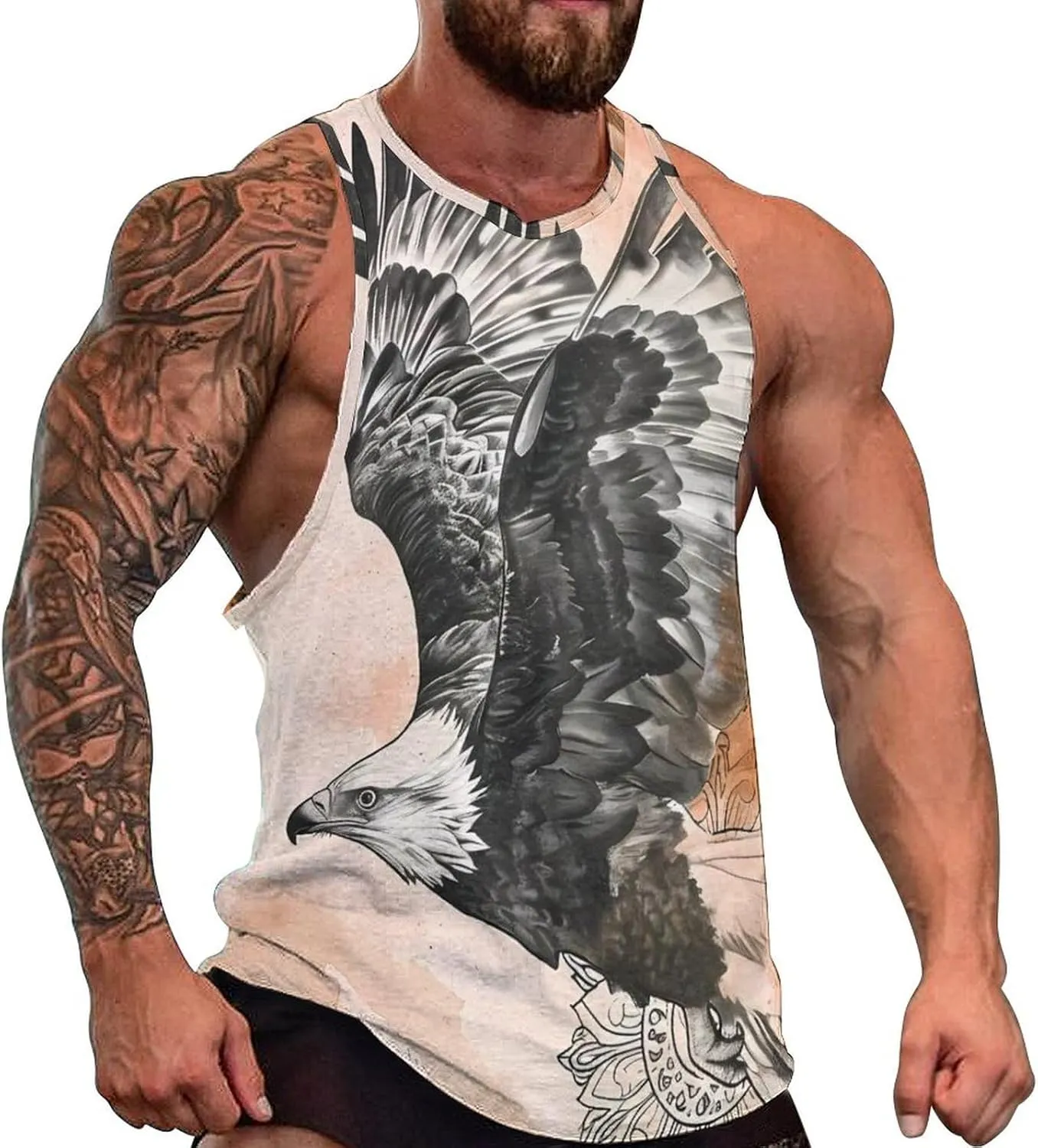 MARSVOVO Workout Tank Tops for Men Animal Graphic Casual Sleeveless Breathable Quick-Dry Muscle Vest Fashion Summer 2024