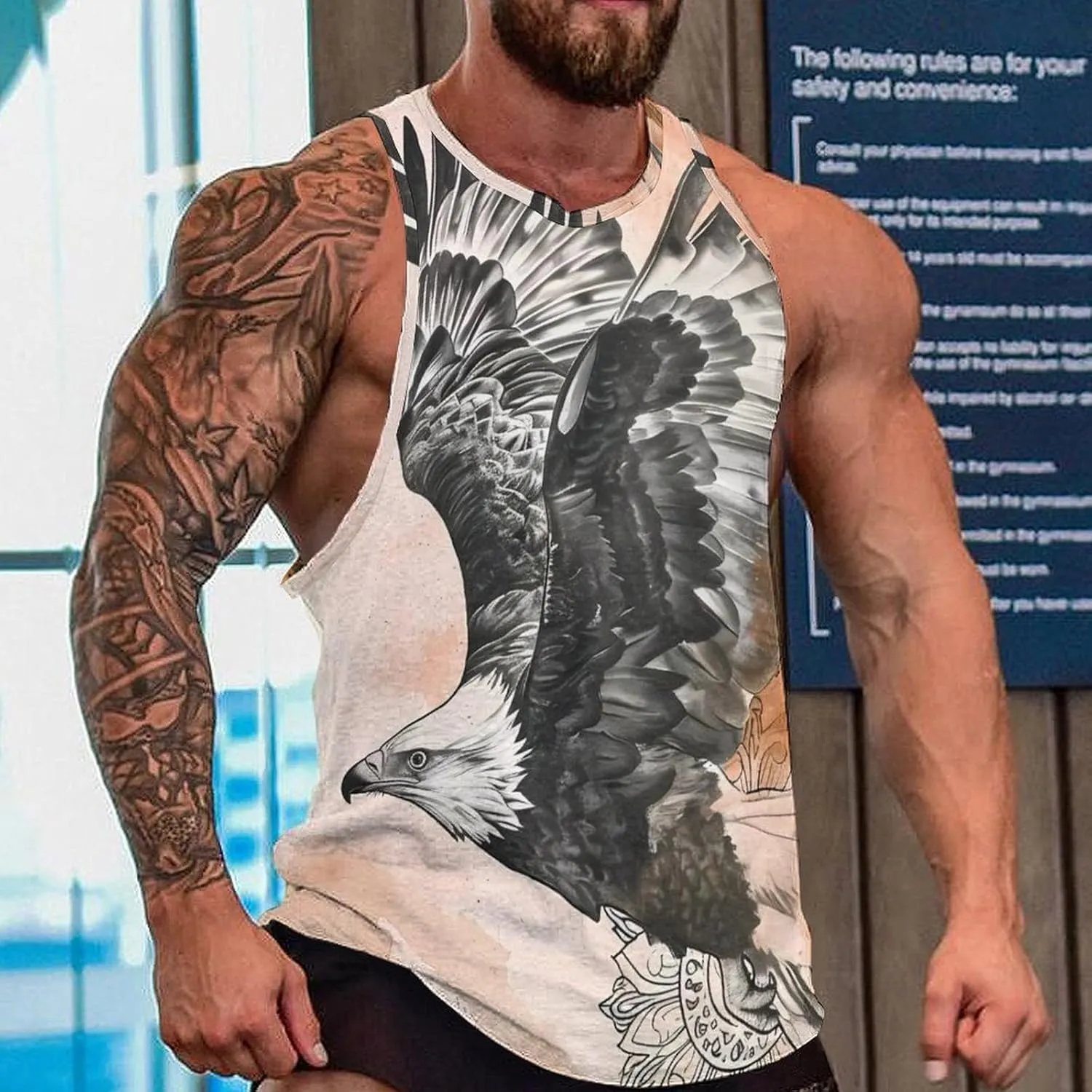 MARSVOVO Workout Tank Tops for Men Animal Graphic Casual Sleeveless Breathable Quick-Dry Muscle Vest Fashion Summer 2024