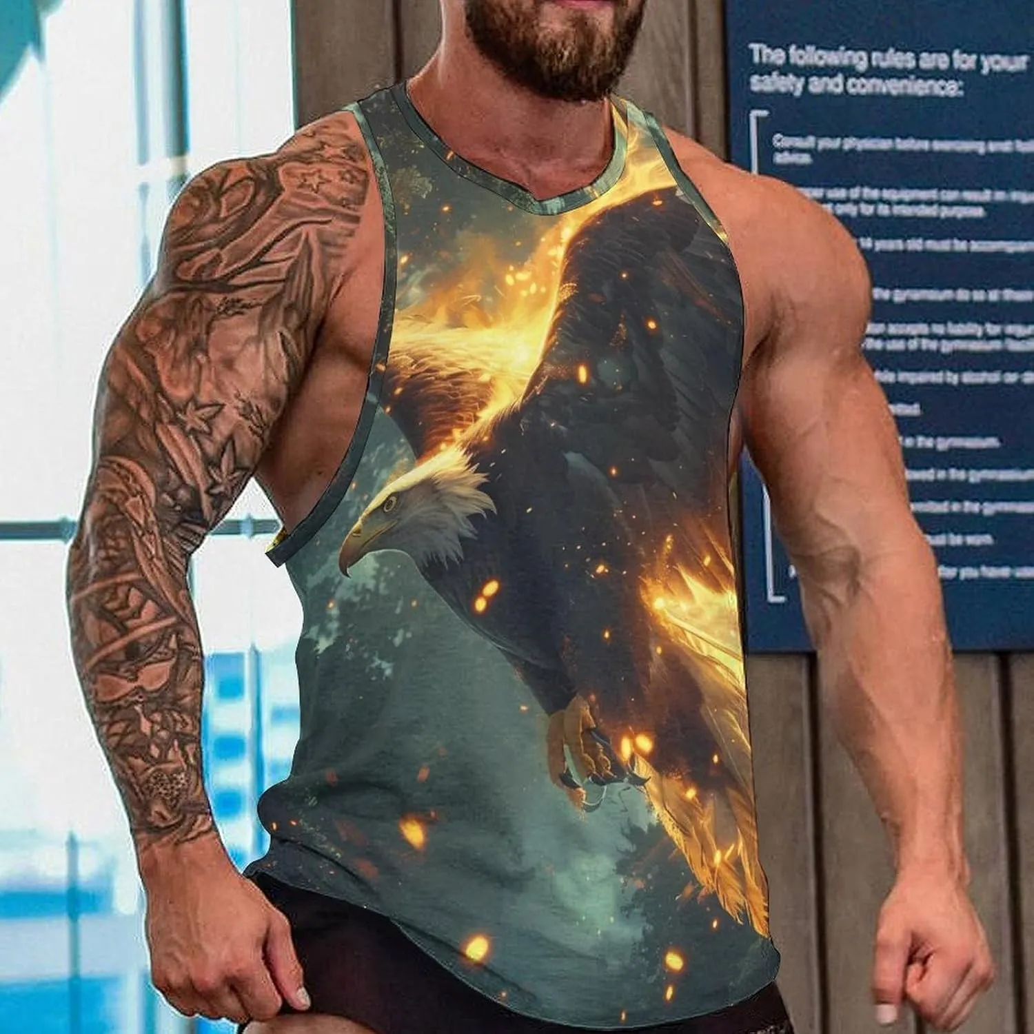 MARSVOVO Workout Tank Tops for Men Animal Graphic Casual Sleeveless Breathable Quick-Dry Muscle Vest Fashion Summer 2024