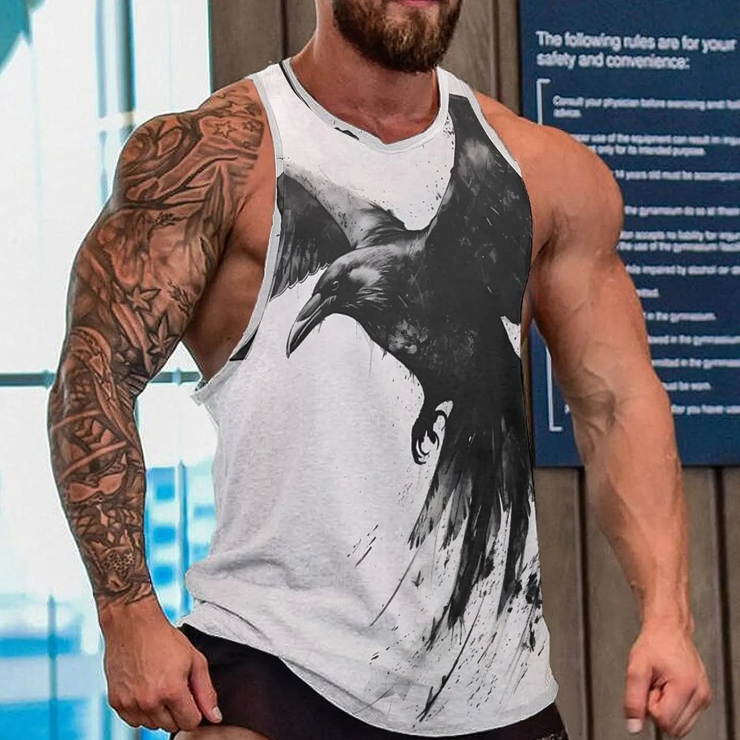 MARSVOVO Workout Tank Tops for Men Animal Graphic Casual Sleeveless Breathable Quick-Dry Muscle Vest Fashion Summer 2024