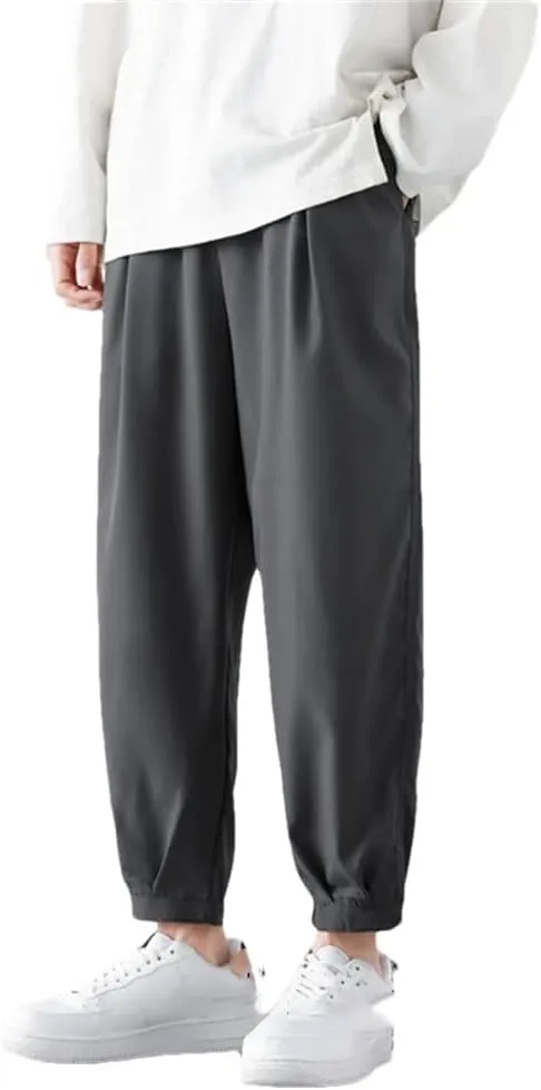 Men's Ankle Length Cropped Pants Breathable Lightweight Casual Pants Drawstring Harem Pants 4 XL