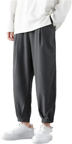 Men's Ankle Length Cropped Pants Breathable Lightweight Casual Pants Drawstring Harem Pants 4 XL